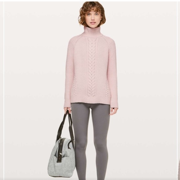 Lululemon Turtleneck Bring The Cozy Misty Pink, Size 6 Mock Neck Cotton - Picture 1 of 10
